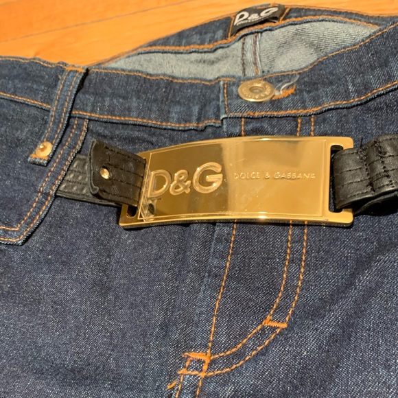 D&G Dolce Gabbana Dark Denim w/Golden Leather Belt - Picture 4 of 15